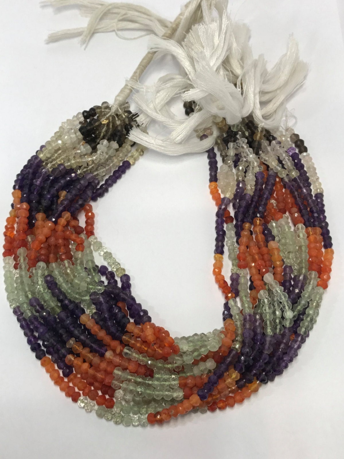 Multi Beads Gemstone Faceted Rondelle Beads - Bead 4-4.5mm 13" Long