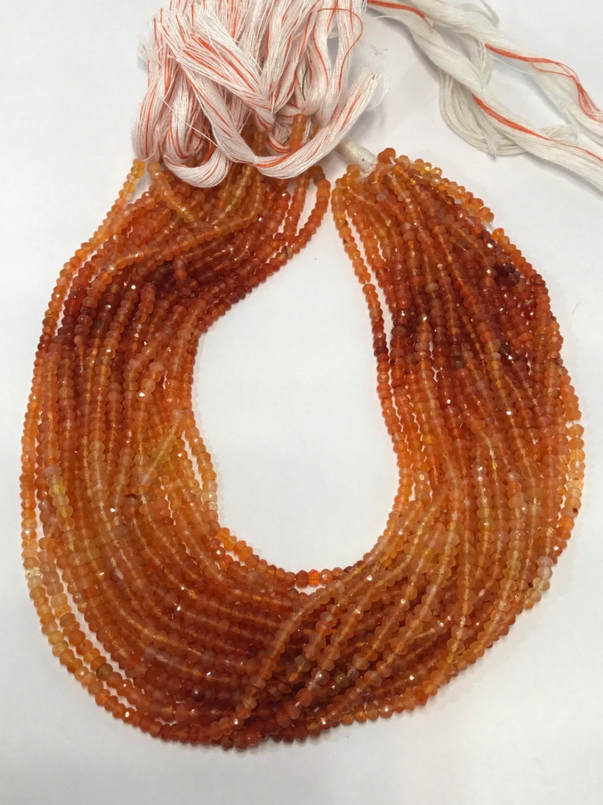 Carnelian Shaded Faceted Rondelle Beads 3.5-4 mm – 13.5 Inches long