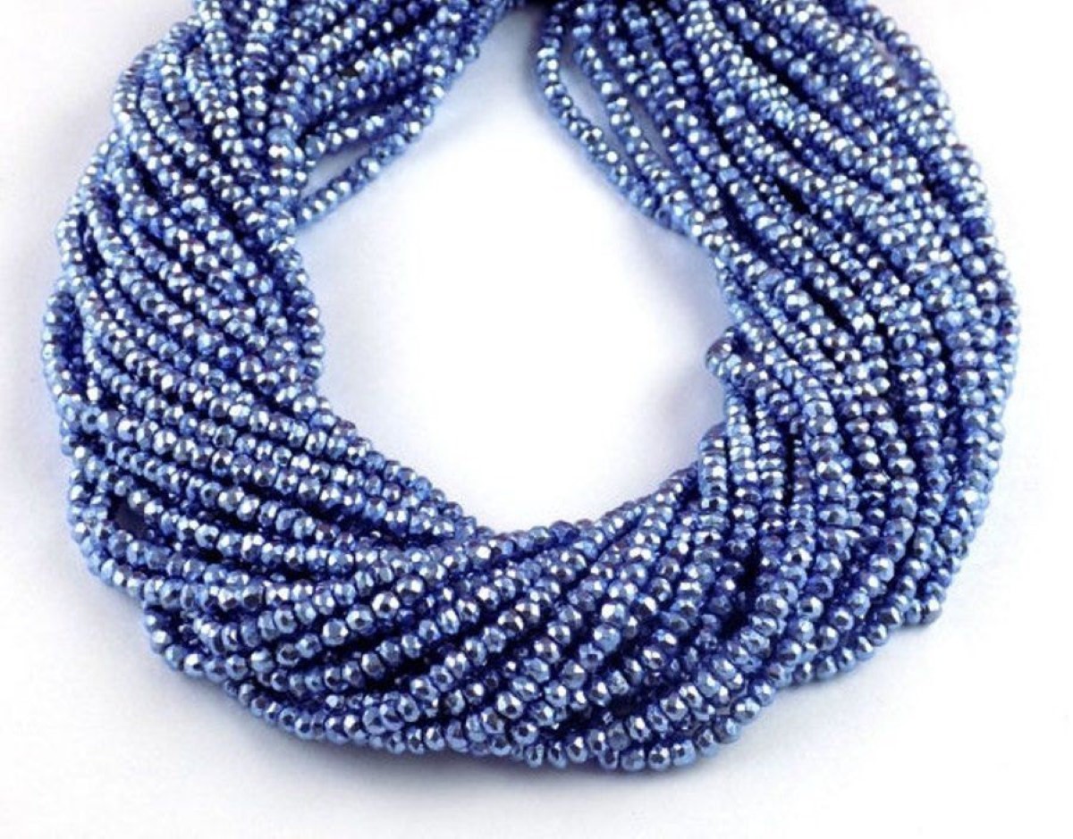 1 Strand Tanzanite Pyrite Faceted Rondelle Beads 3.5-4mm 13.5" long