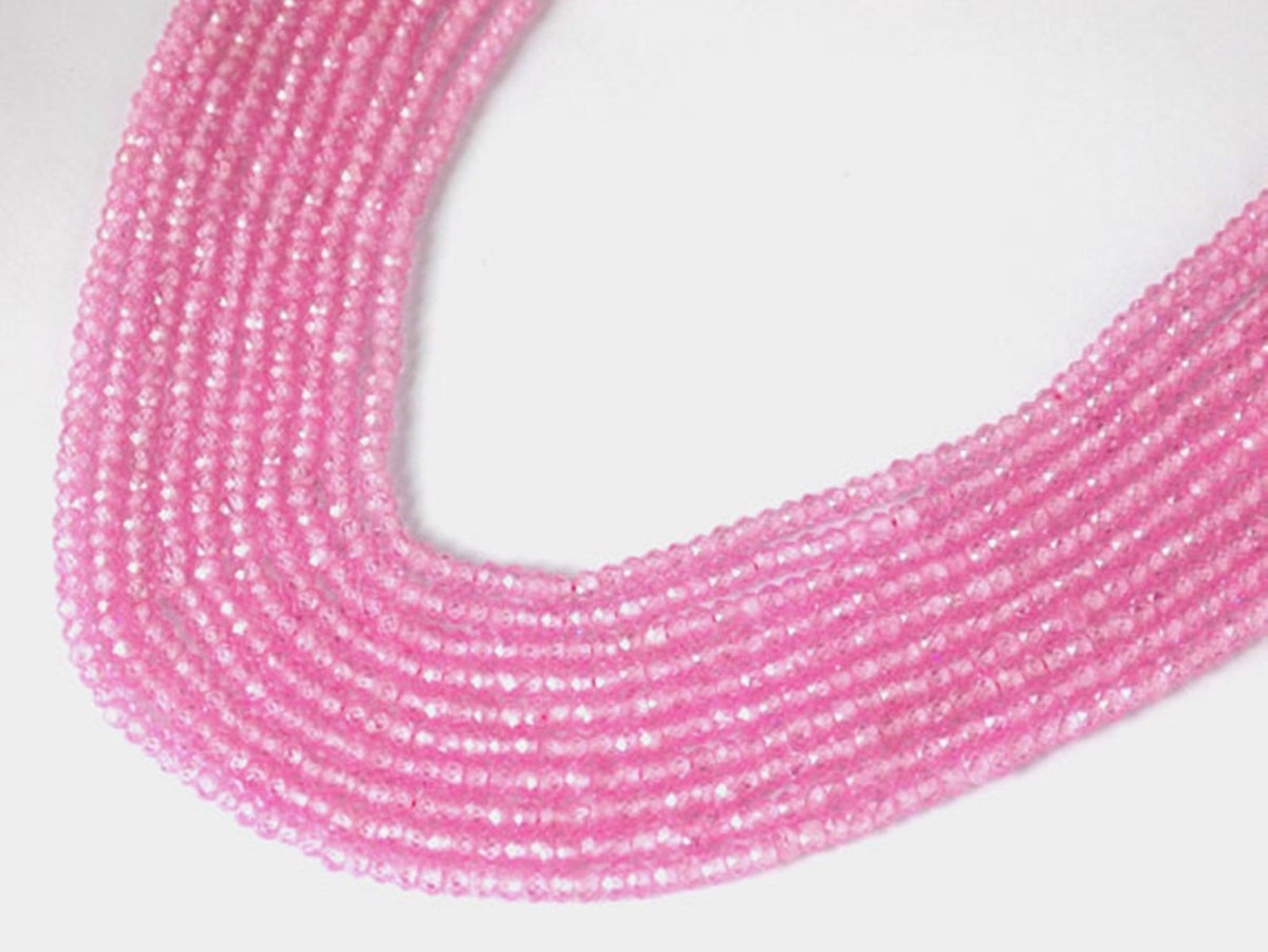 Rose Quartz Cubic Zirconia CZ Rondelle – Beads Measure 3mm 13.5 inch