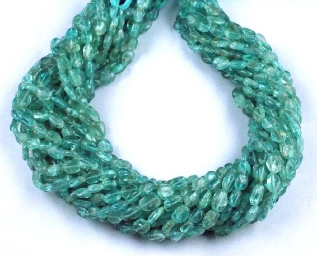 Natural Apatite Oval Shape 5X7mm 13 inch long Smooth Gemstone Jewelry