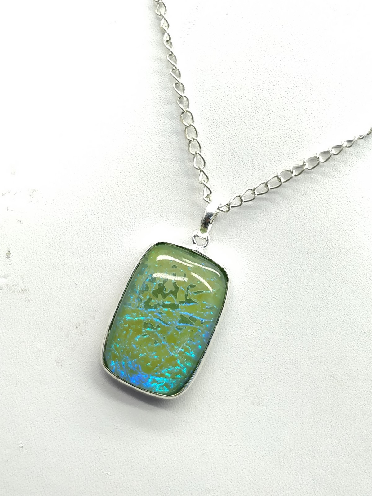 Green Fire Opal Pendant 39x20x8 mm, Rectangle & Smooth wt. in 43 Ct