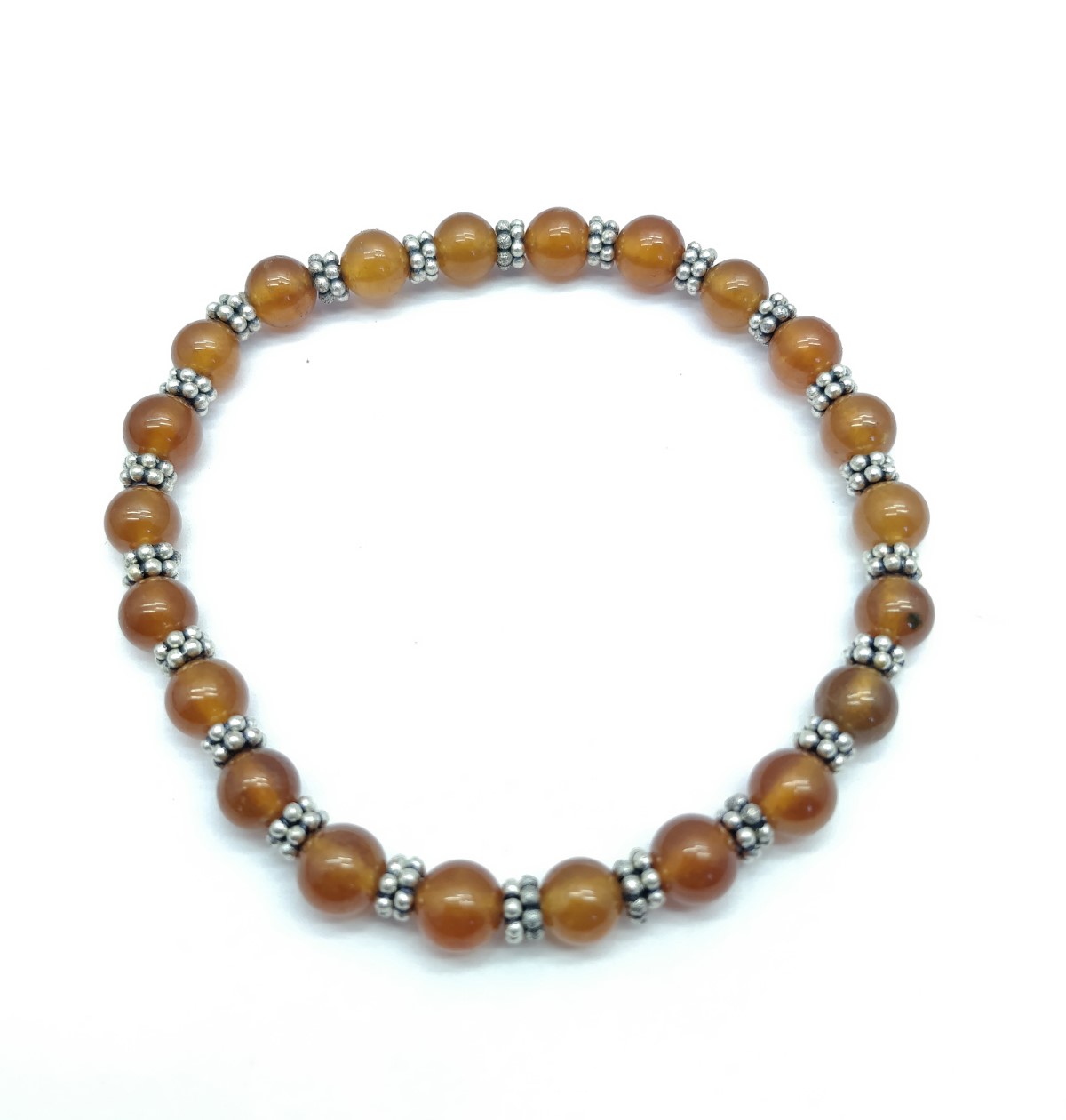 AAA+++ 100% Top Quality Hessonite Garnet 22 Beads Bracelet 6 mm, Round & Smooth 7 Inch long. ZZ75