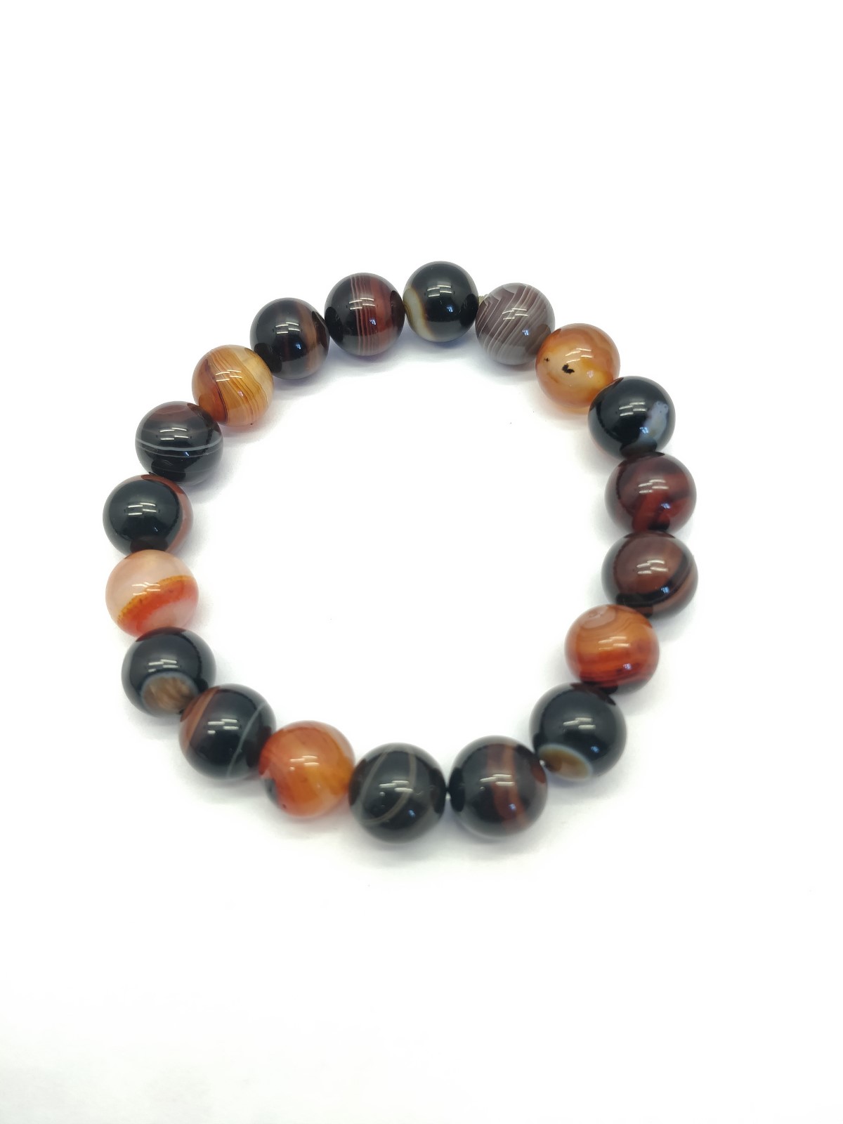 Multi-Agate Bead Bracelet – 19 Beads, 10 mm Round, 7" Length