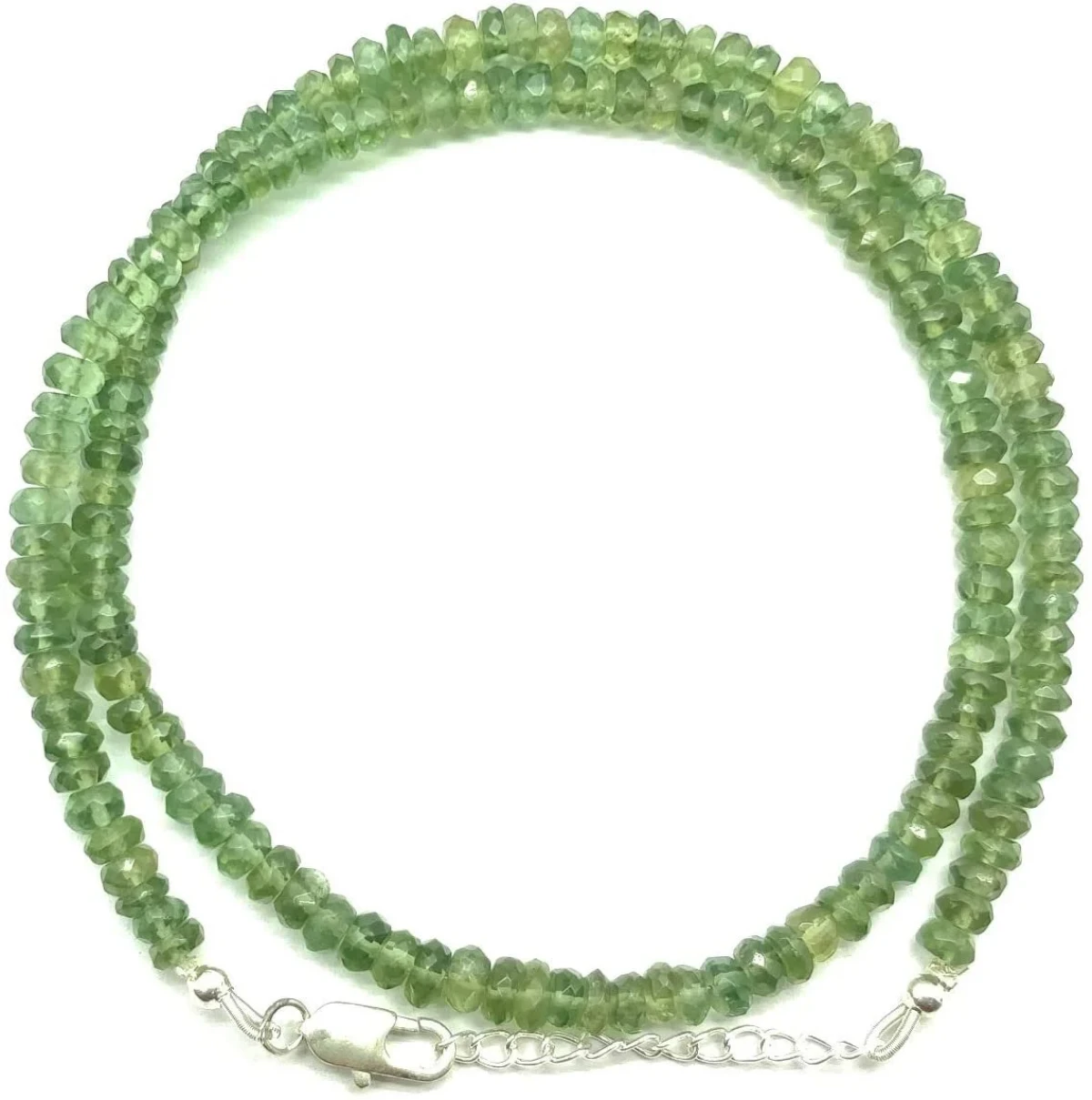4.5mm Green Apatite Gemstone Loose Beads rondelle Faceted Necklace 16"