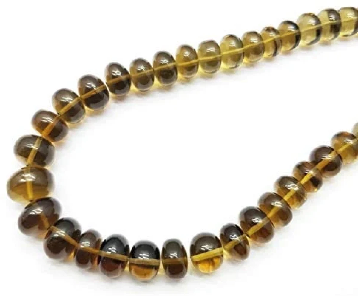16.5 Inch Beer Quartz Gemstone Bead Rondelle Cut Smooth Necklace