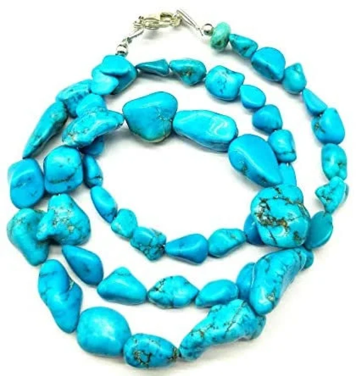 18" Sleeping Beauty Turquoise Gemstone Bead Shaped Nugget Cut Smooth