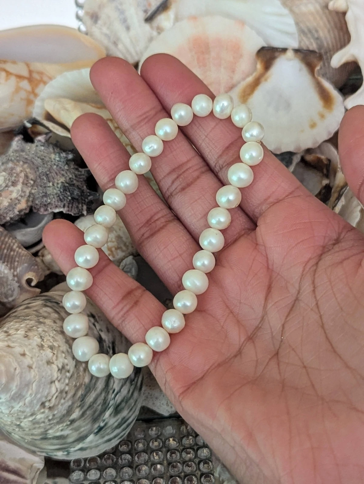 100% Natural Pearl 30 Beads Bracelet 6 mm, Round & Smooth 7 Inches